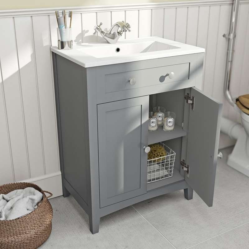 Mueble bajo lavabo con lavabo 600mm gris Camberley de The Bath Co.
